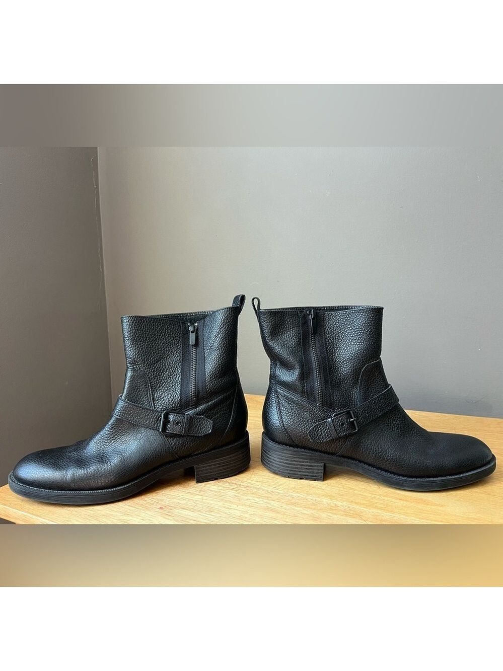 Nine West Hanzil Black Leather Moto Boots size 9